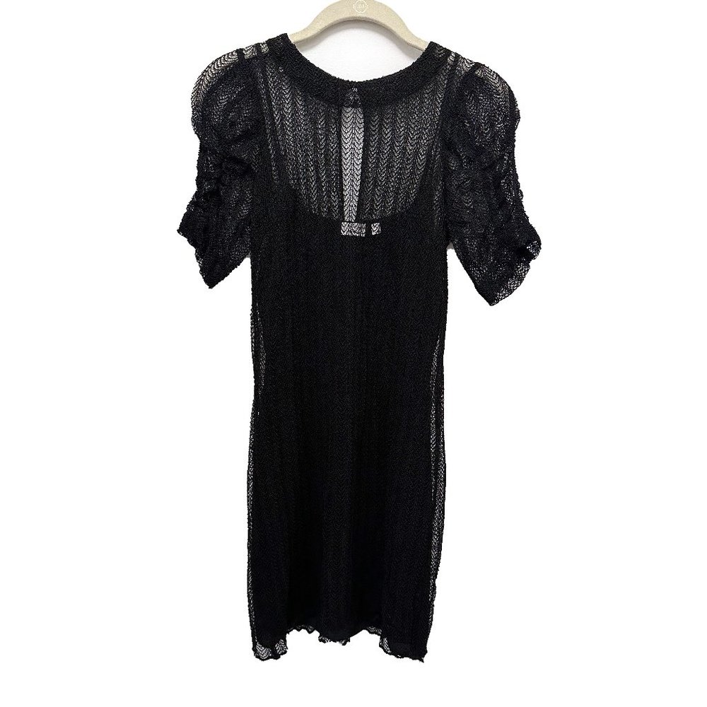 Aritzia Wilfred Body-Con Black Lace knit party dress with Rouched Sleeves XS